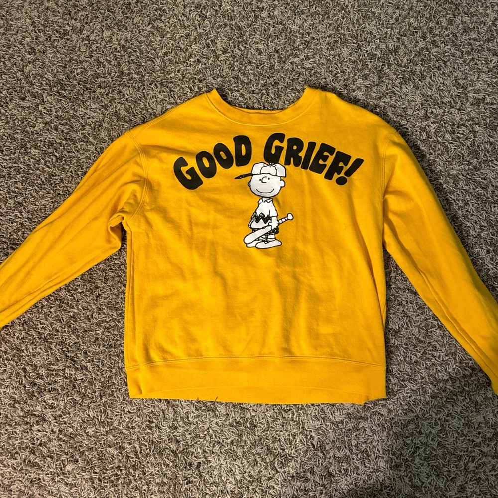 Authentic Peanuts Yellow Charley Brown “Good Grief” Crewneck Yellow, Never worn.